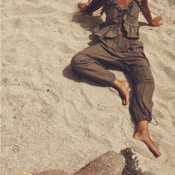 ZARA LACE TRIM CARGO PANTS - Picture 8 of 10